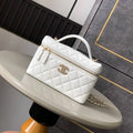 Chanel 25C Vanity with Chain Grained Calfskin AP4407 White