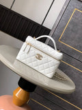 Chanel 25C Vanity with Chain Grained Calfskin AP4407 White