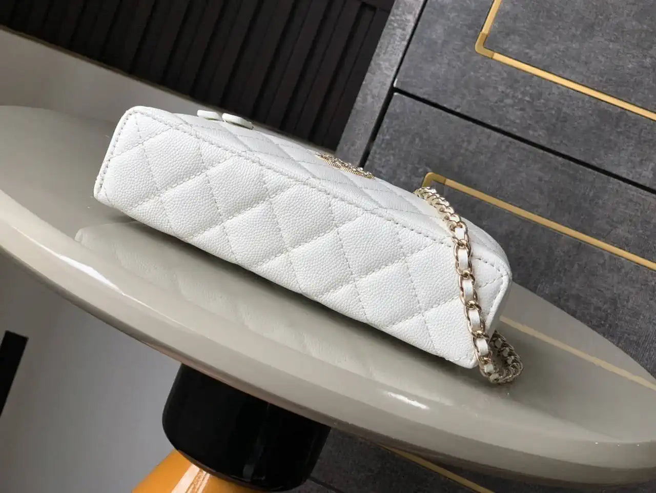 Chanel AP4407 Vanity with Chain Grained Calfskin White