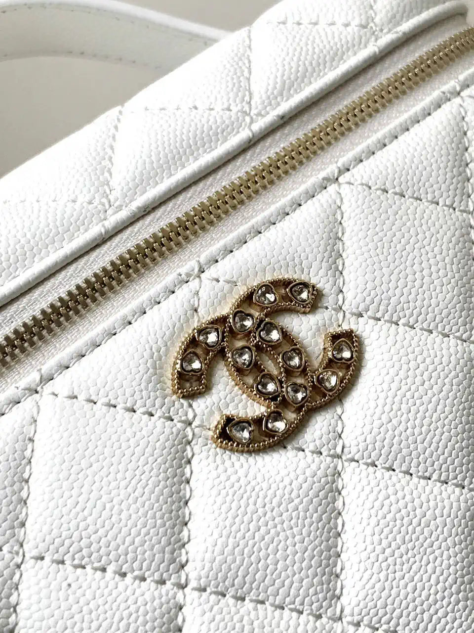 Chanel AP4407 Vanity with Chain Grained Calfskin White