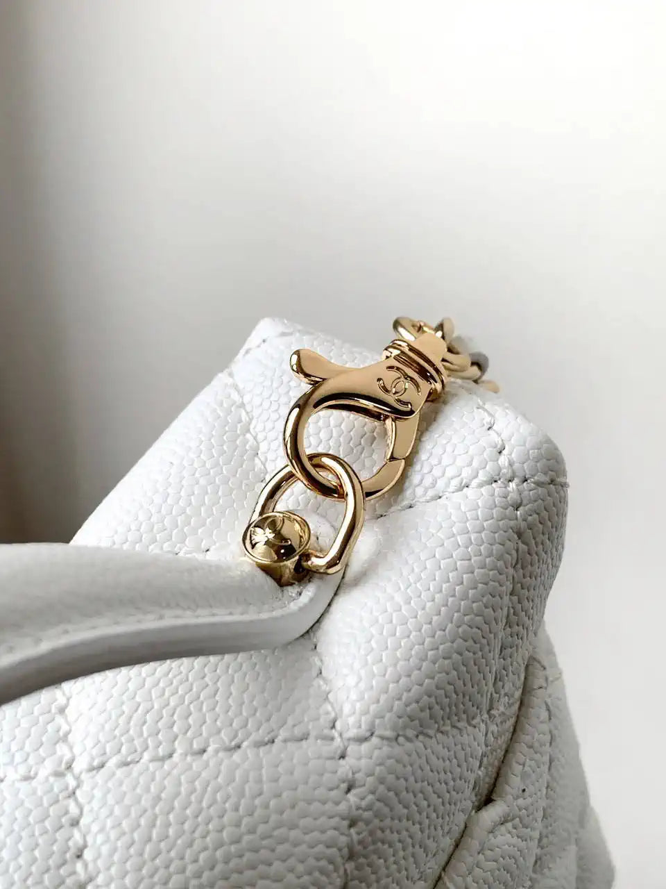 Chanel AP4407 Vanity with Chain Grained Calfskin White