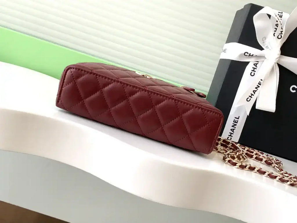 Chanel AP4407 Vanity with Chain Lambskin Wine Red