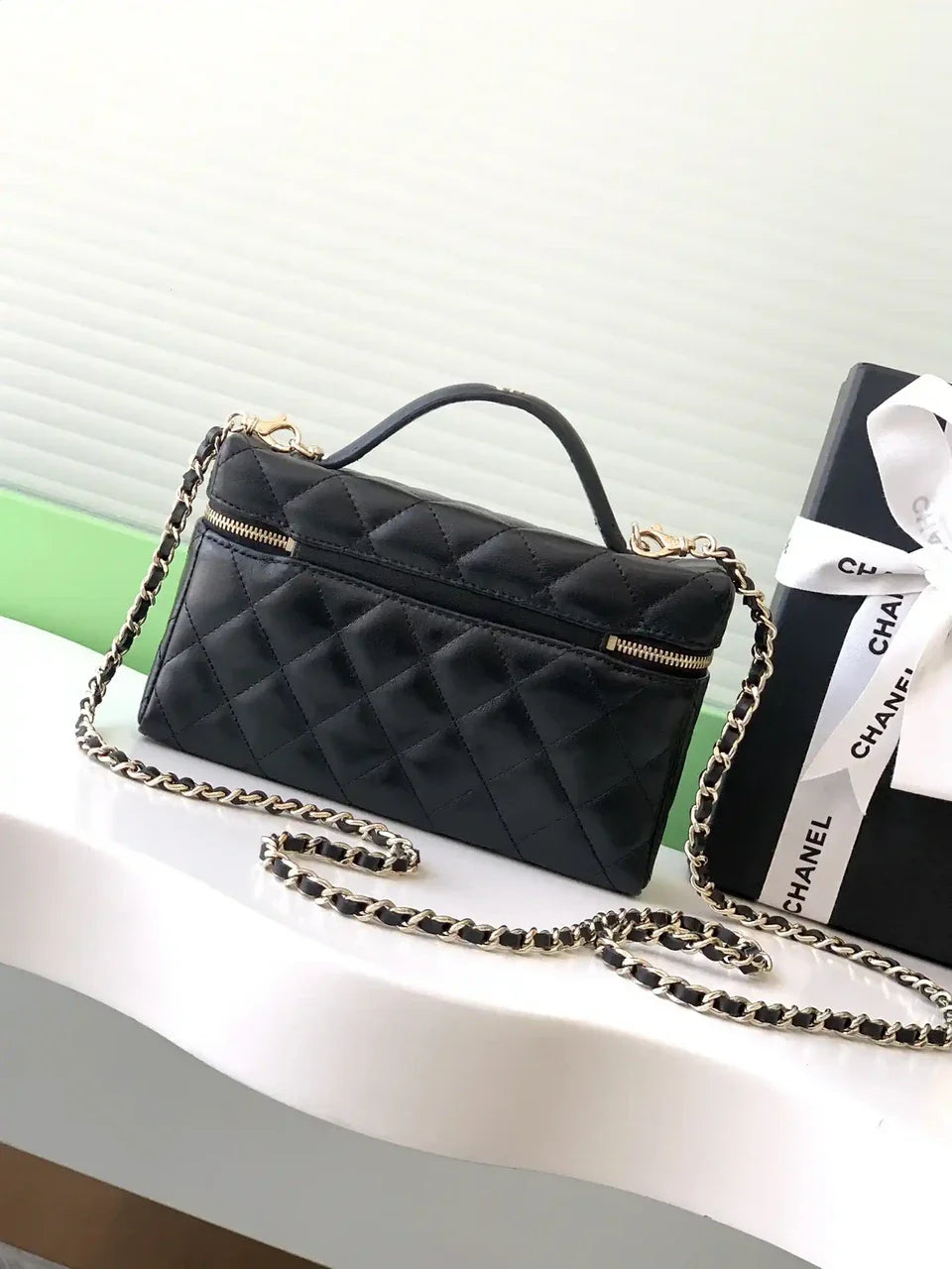 Chanel AP4407 Vanity with Chain Lambskin Black