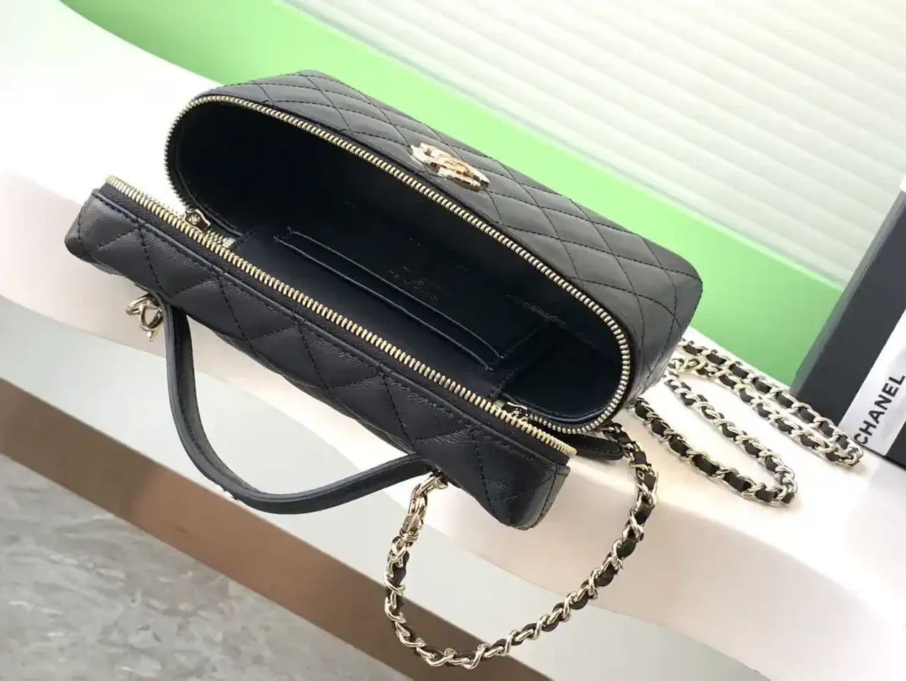 Chanel AP4407 Vanity with Chain Lambskin Black