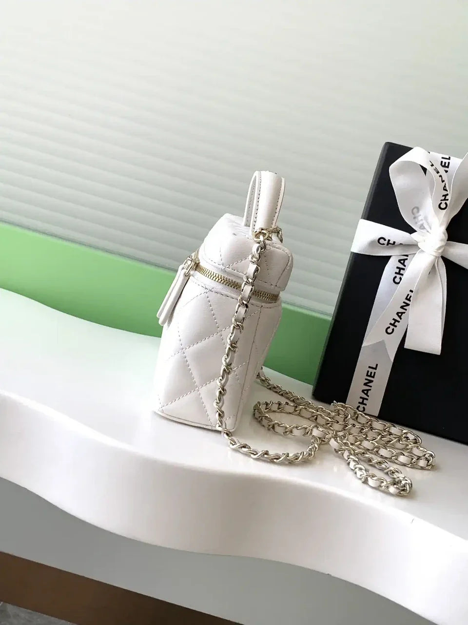 Chanel AP4407 Vanity with Chain Lambskin White