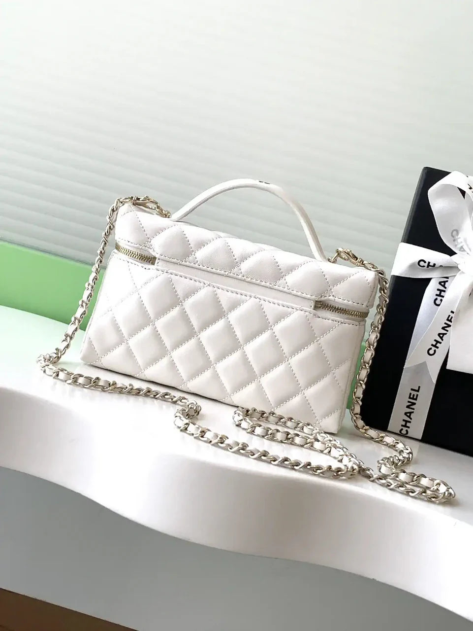 Chanel AP4407 Vanity with Chain Lambskin White