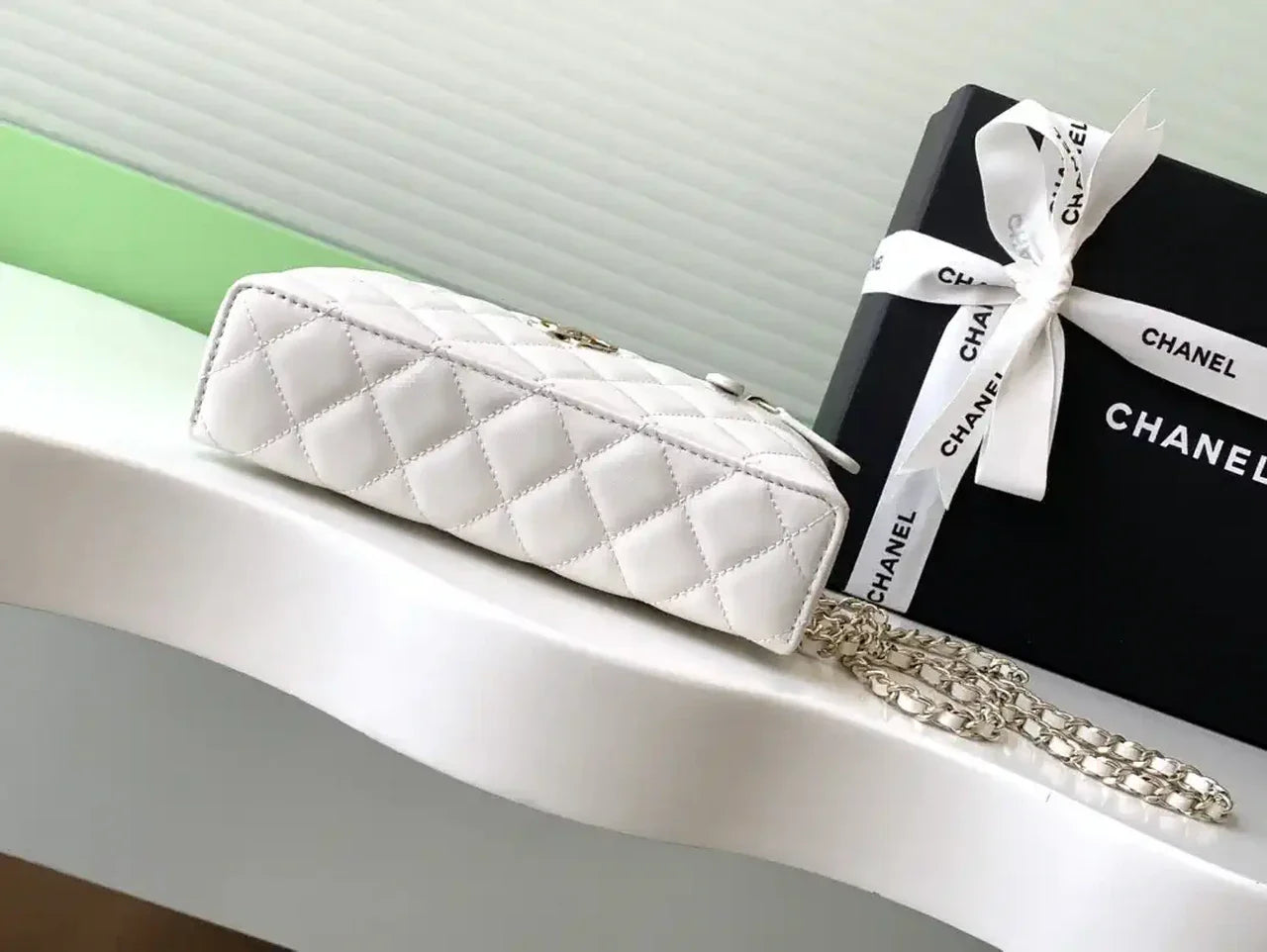 Chanel AP4407 Vanity with Chain Lambskin White