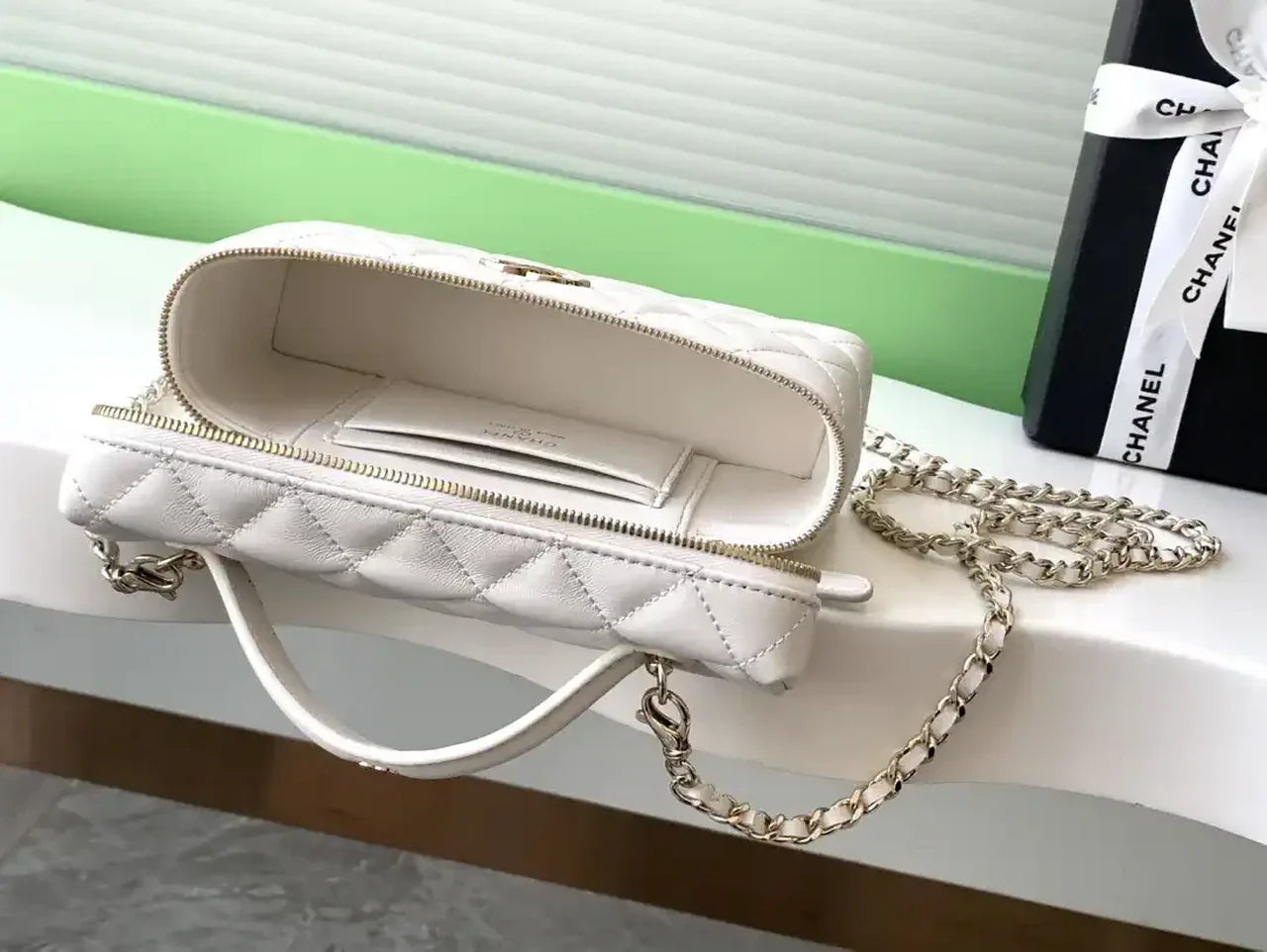 Chanel AP4407 Vanity with Chain Lambskin White