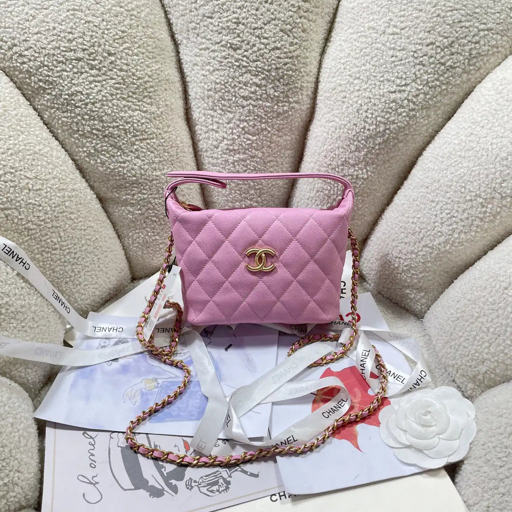Chanel AP4484 Clutch with chain Grained Shiny Calfskin Pink