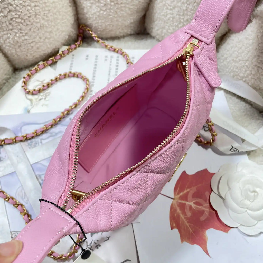 Chanel AP4484 Clutch with chain Grained Shiny Calfskin Pink