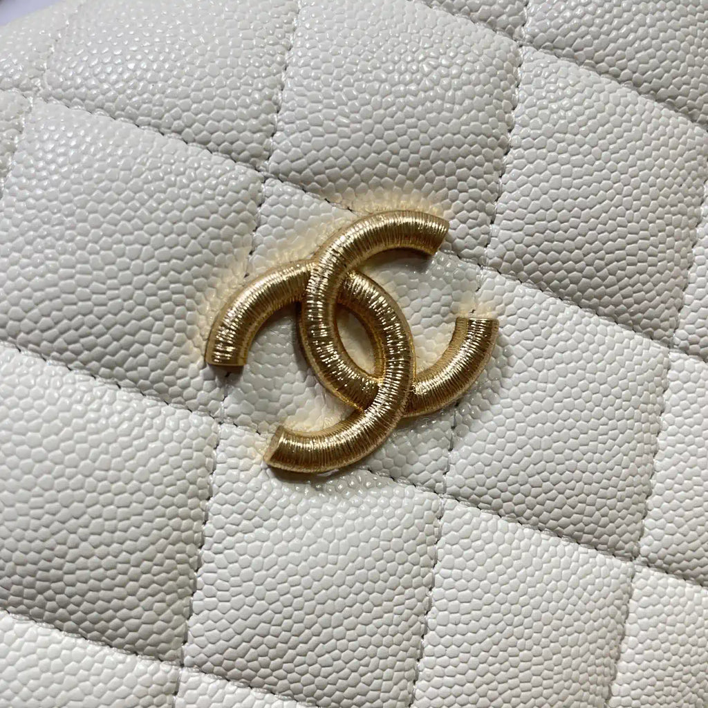Chanel AP4484 Clutch with chain Grained Shiny Calfskin White