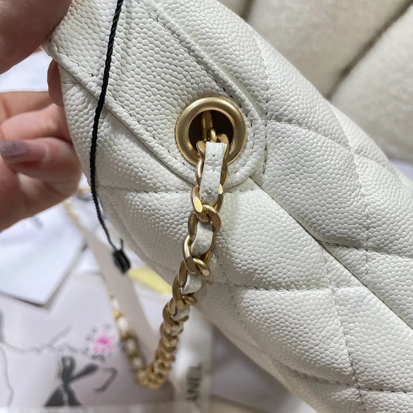 Chanel AP4484 Clutch with chain Grained Shiny Calfskin White