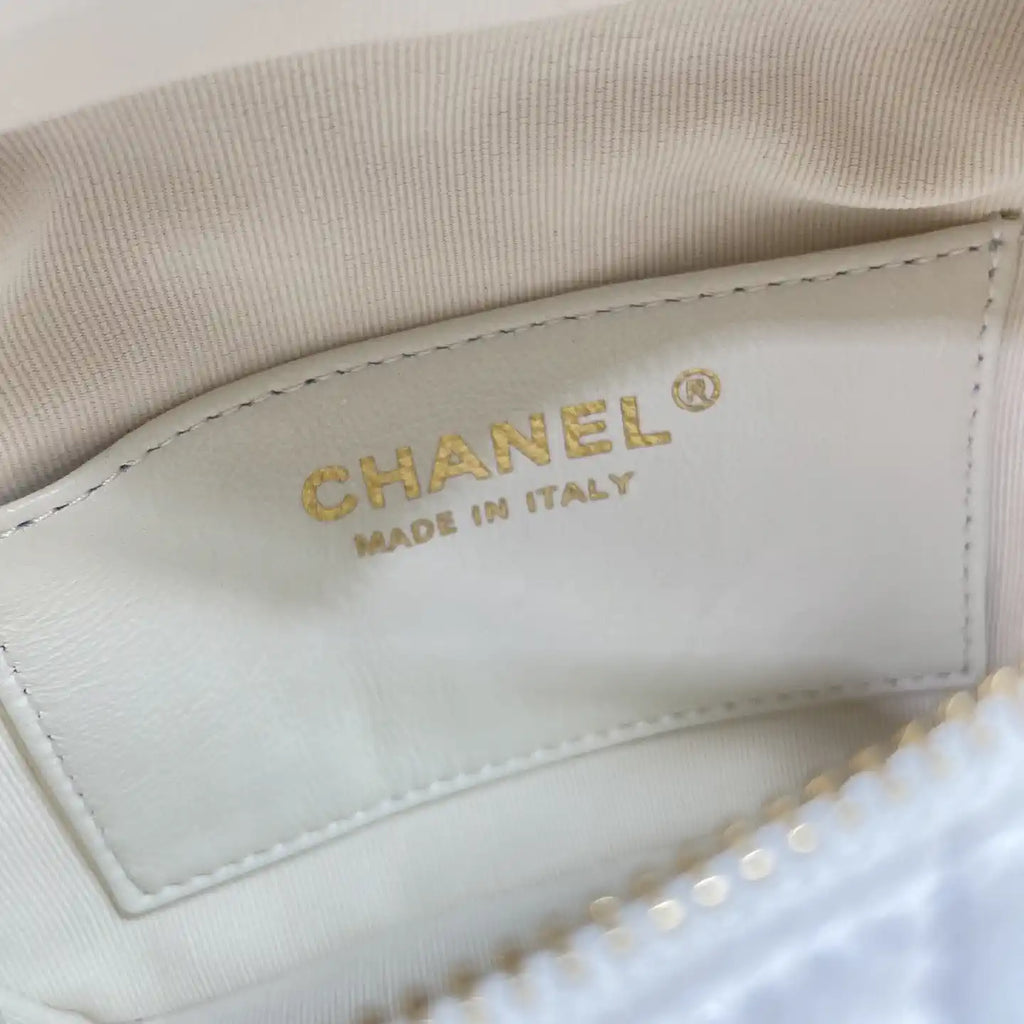 Chanel AP4484 Clutch with chain Grained Shiny Calfskin White