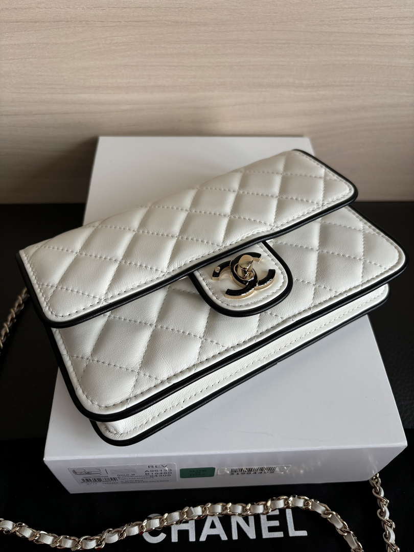 Chanel  AP4511  Spring-Summer 2025 Pre-collection Wallet On Chain White &  Black
