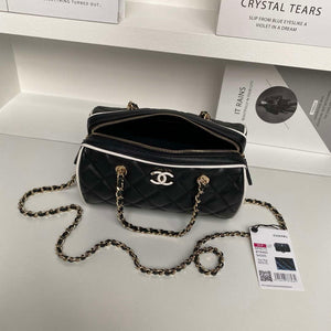 Chanel Ap4515 Clutch With Chain in Lambskin gold Black  & White - Default Title - View 7