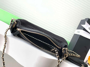 Chanel AP4572 25S Clutch With Chain Mesh Shiny Lambskin & Gold-Tone Metal Black - Default Title - View 5