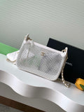 Chanel AP4572 25S Clutch With Chain Mesh Shiny Lambskin & Gold-Tone Metal White