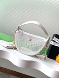 Chanel AP4573 25S Clutch With Chain Mesh Shiny Lambskin & Gold-Tone Metal White