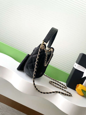 Chanel AP4573 25S Clutch With Chain Mesh Shiny Lambskin & Gold-Tone Metal Black - Default Title - View 2