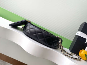 Chanel AP4573 25S Clutch With Chain Mesh Shiny Lambskin & Gold-Tone Metal Black - Default Title - View 4