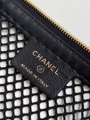 Chanel AP4573 25S Clutch With Chain Mesh Shiny Lambskin & Gold-Tone Metal Black - Default Title - View 9