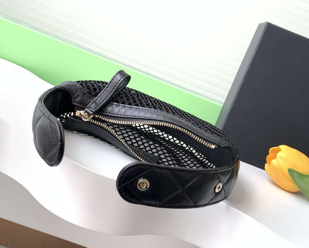 Chanel AP4575 25S Pouch Mesh Shiny Lambskin & Gold-Tone Metal Black - Default Title - View 5