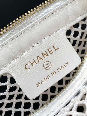 Chanel AP4575 25S Pouch Mesh Shiny Lambskin & Gold-Tone Metal White - Default Title - View 9
