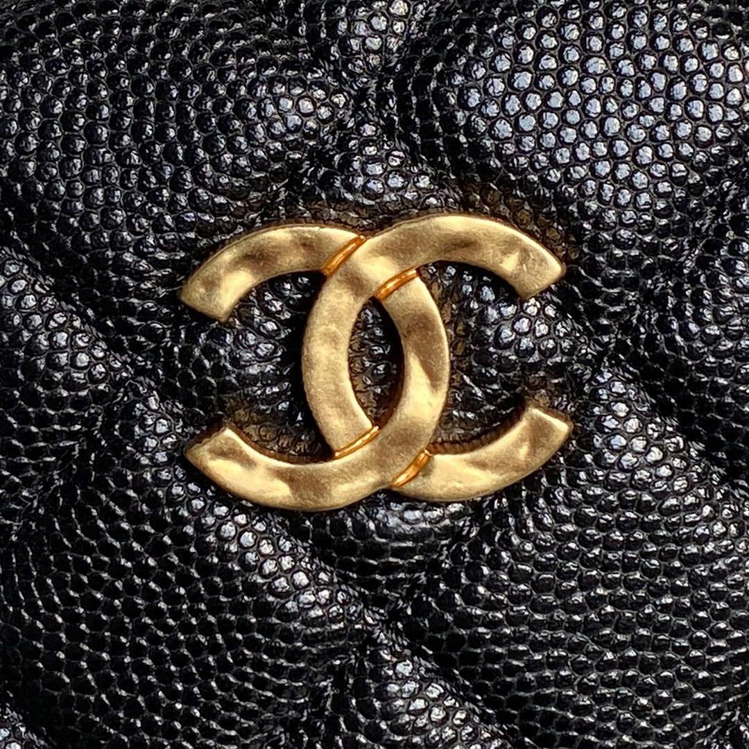 Chanel AP4584 25S  Pouch Grained Black Calfskin Imitation Pearl Gold - Default Title - View 3