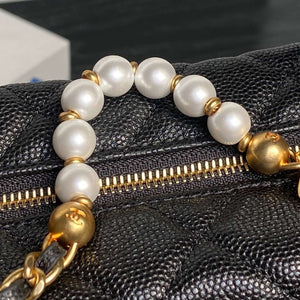 Chanel AP4584 25S  Pouch Grained Black Calfskin Imitation Pearl Gold - Default Title - View 5