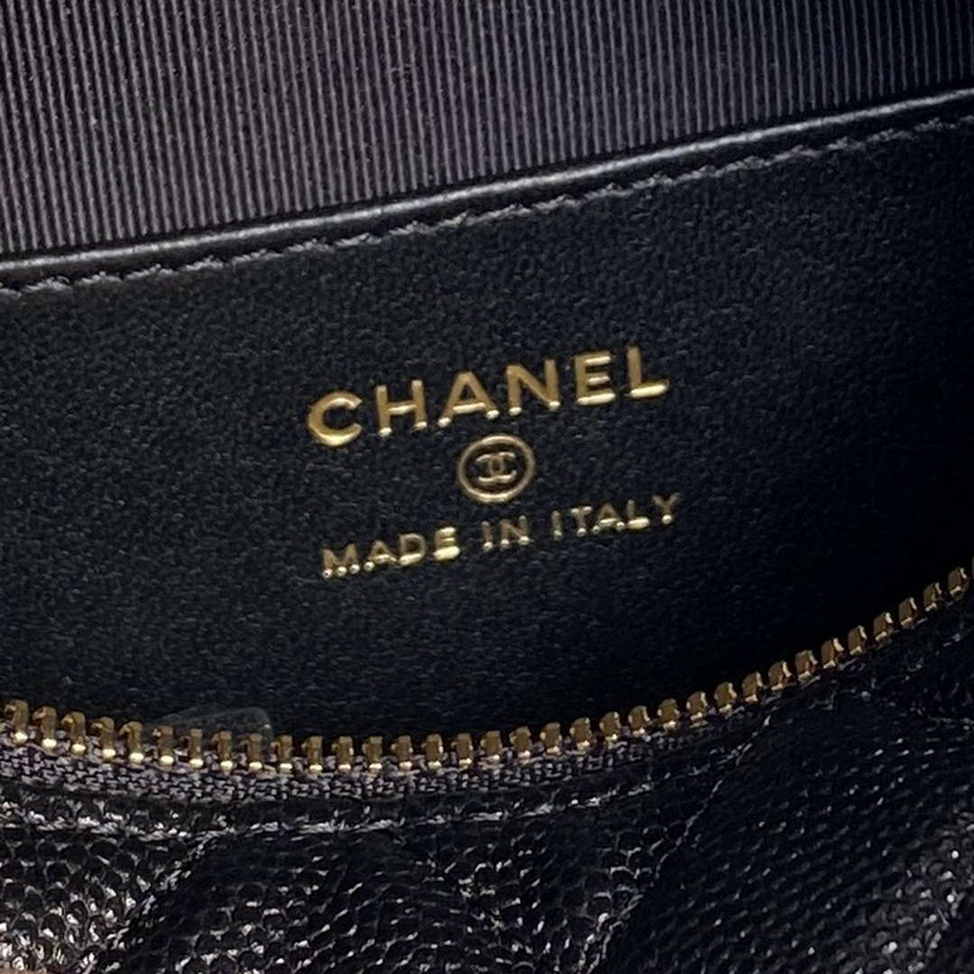 Chanel AP4584 25S  Pouch Grained Black Calfskin Imitation Pearl Gold - Default Title - View 9