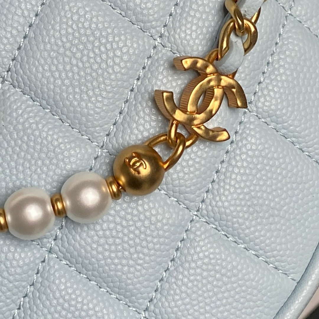 Chanel AP4584 25S  Pouch Grained Blue Calfskin Imitation Pearl Gold - Default Title - View 4