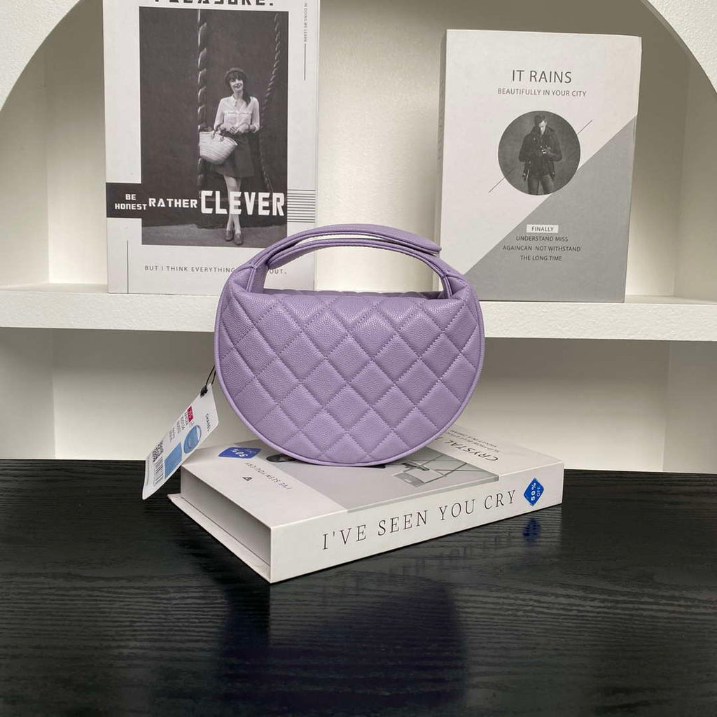 Chanel AP4584 25S  Pouch Grained Purple Calfskin Imitation Pearl Gold