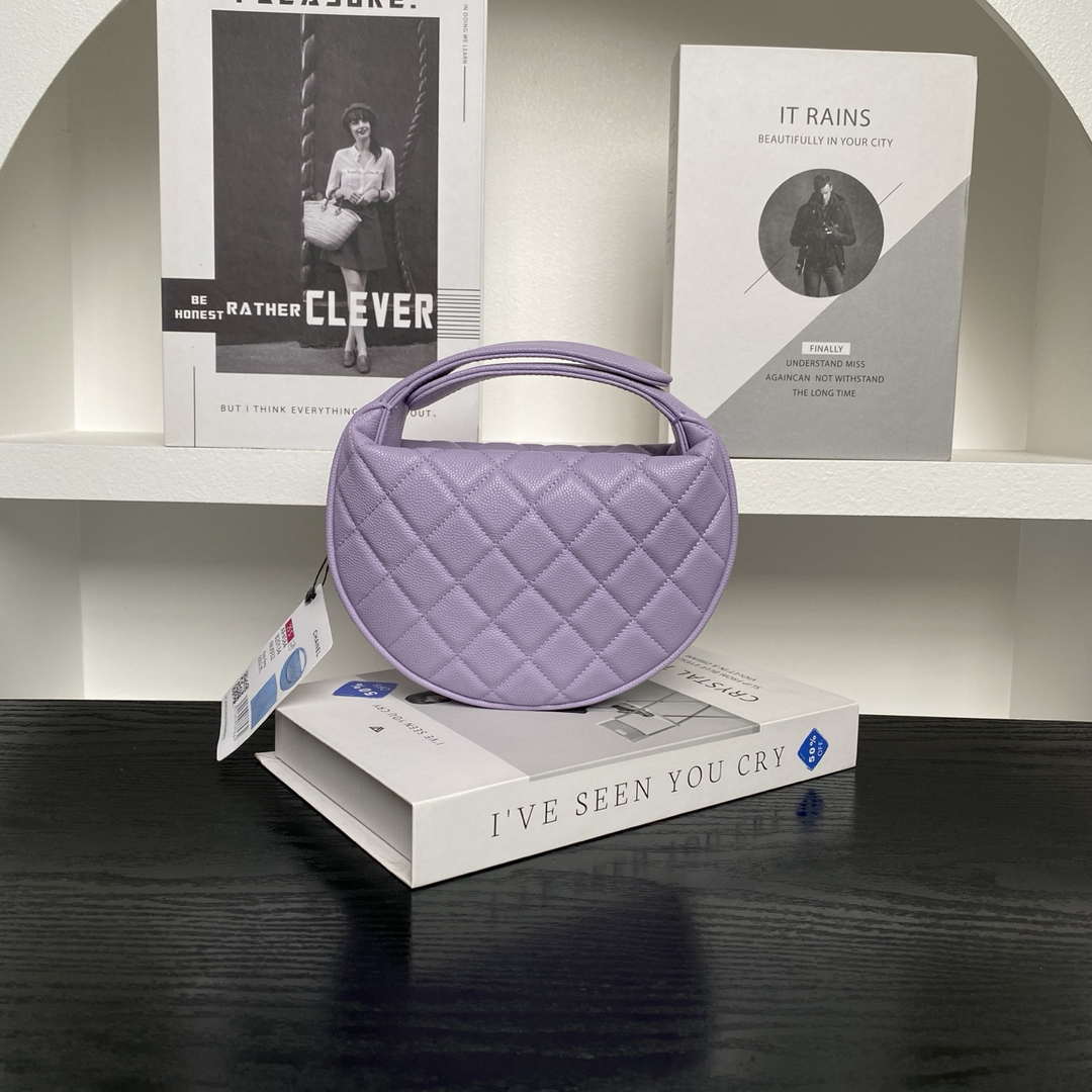 Chanel AP4584 25S  Pouch Grained Purple Calfskin Imitation Pearl Gold - Default Title - View 2