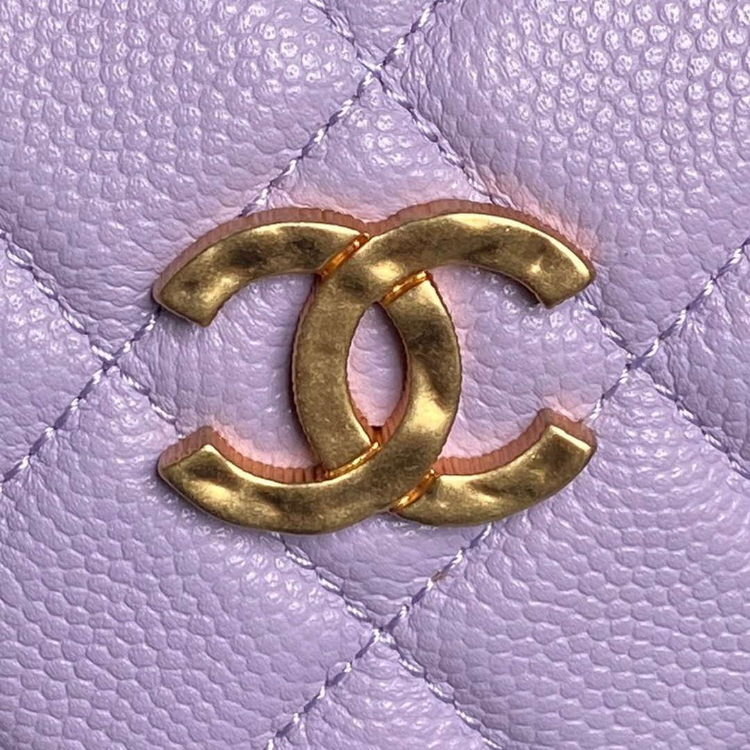 Chanel AP4584 25S  Pouch Grained Purple Calfskin Imitation Pearl Gold - Default Title - View 3