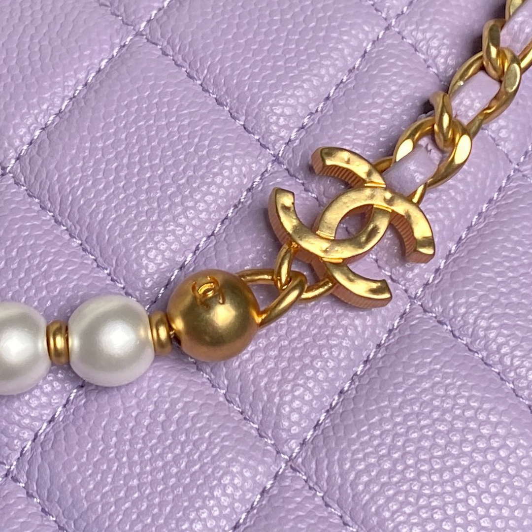 Chanel AP4584 25S  Pouch Grained Purple Calfskin Imitation Pearl Gold - Default Title - View 4