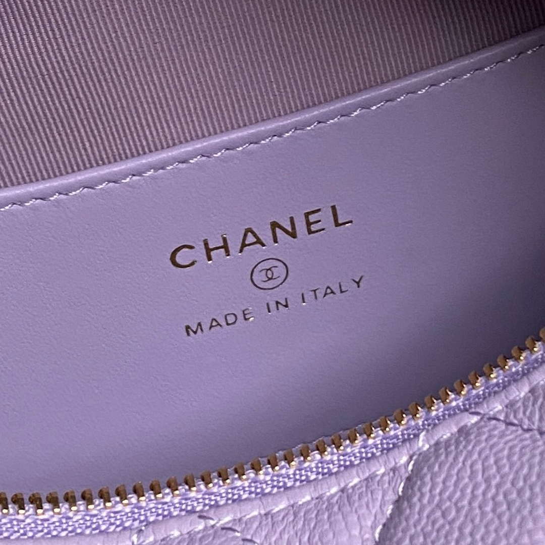 Chanel AP4584 25S  Pouch Grained Purple Calfskin Imitation Pearl Gold - Default Title - View 8