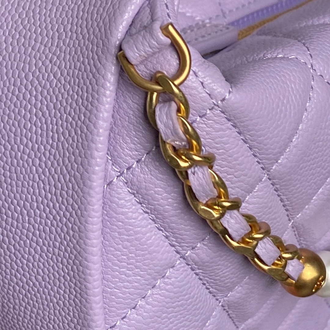 Chanel AP4584 25S  Pouch Grained Purple Calfskin Imitation Pearl Gold - Default Title - View 9