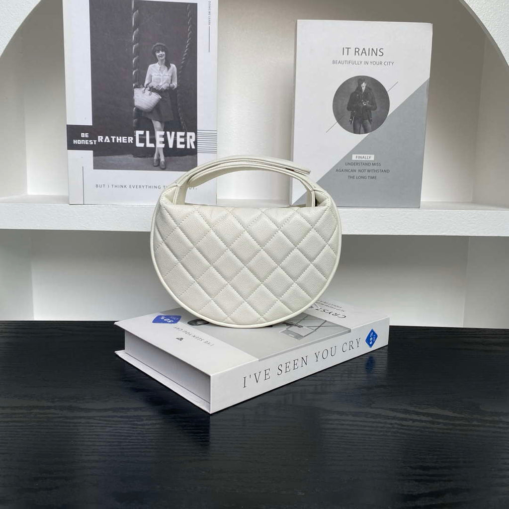 Chanel AP4584 25S  Pouch Grained White Calfskin Imitation Pearl Gold