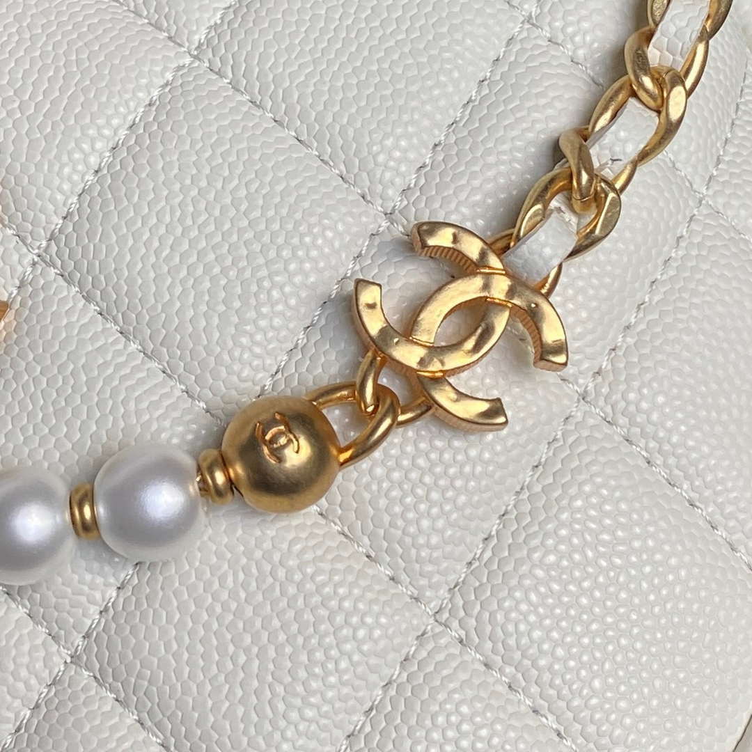 Chanel AP4584 25S  Pouch Grained Purple Calfskin Imitation Pearl Gold