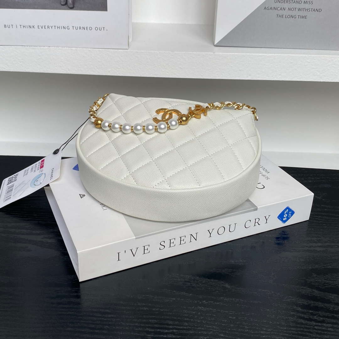 Chanel AP4584 25S  Pouch Grained White Calfskin Imitation Pearl Gold - Default Title - View 6