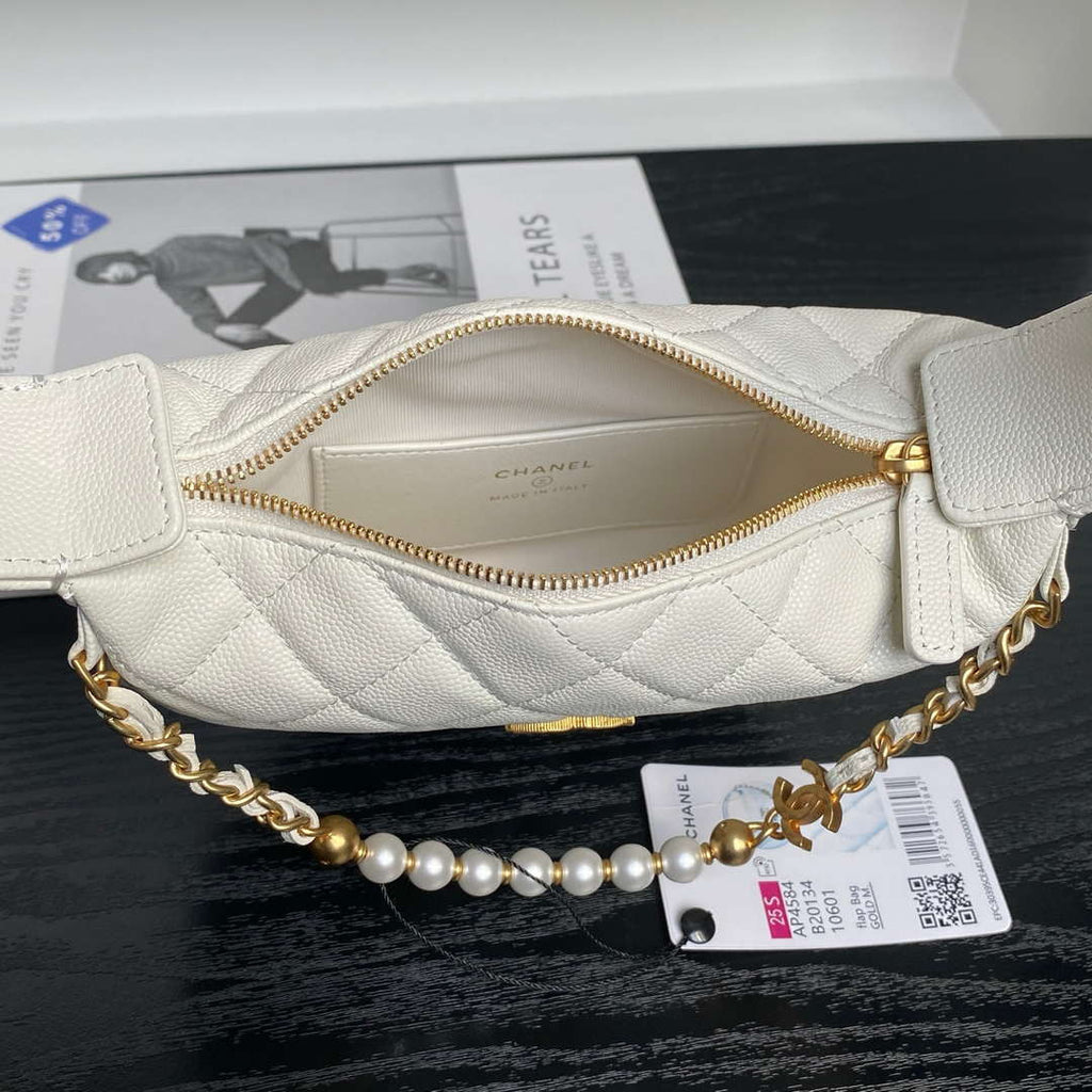 Chanel AP4584 25S  Pouch Grained Purple Calfskin Imitation Pearl Gold