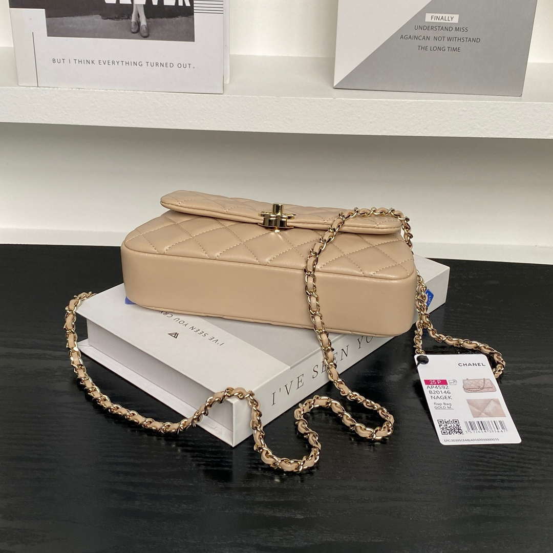 Chanel AP4592 25S Mini Flap Lambskin Apricot gold