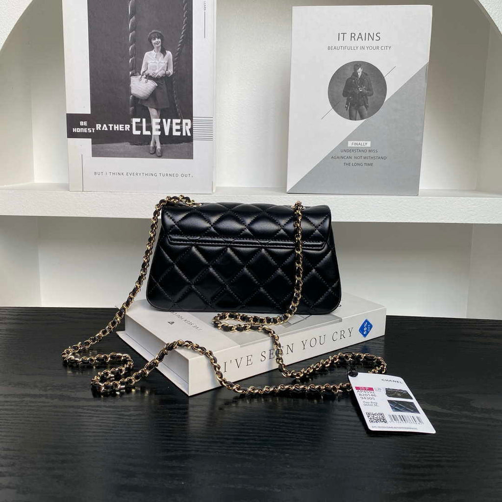Chanel AP4592 25S Mini Flap Black Lambskin gold
