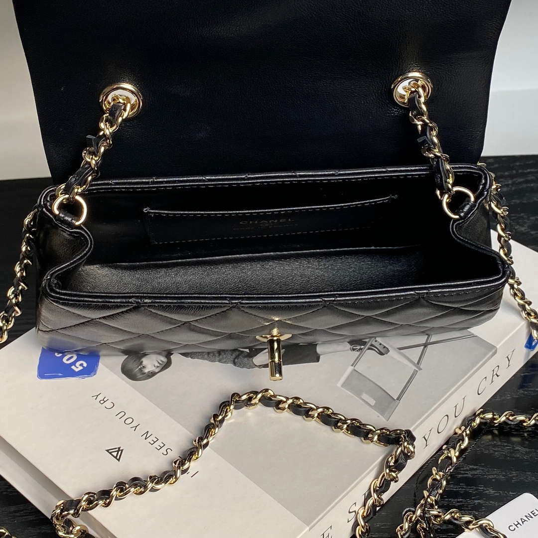 Chanel AP4592 25S Mini Flap Black Lambskin gold