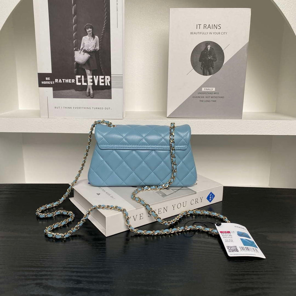 Chanel AP4592 25S Mini Flap Lambskin Blue gold