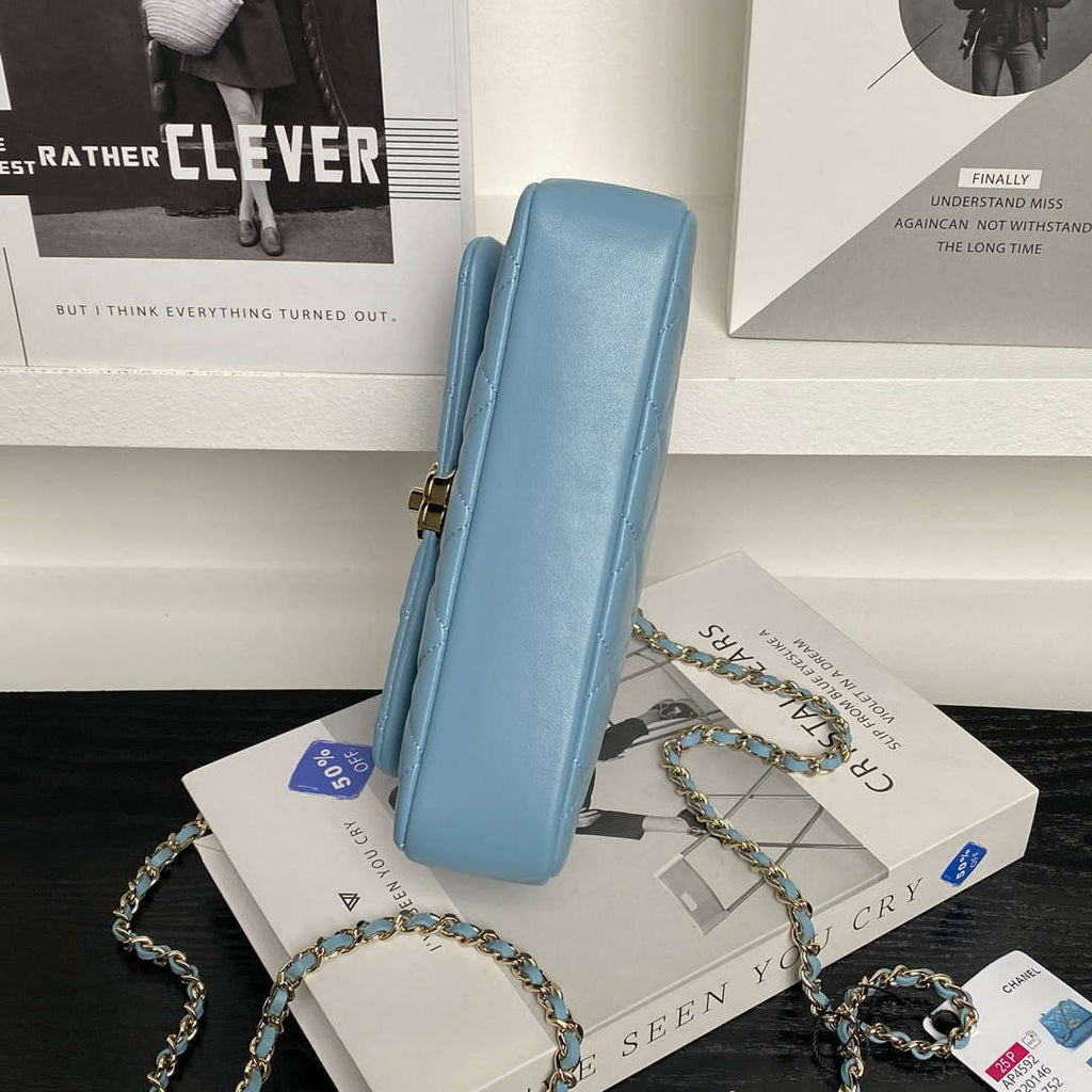 Chanel AP4592 25S Mini Flap Lambskin Blue gold