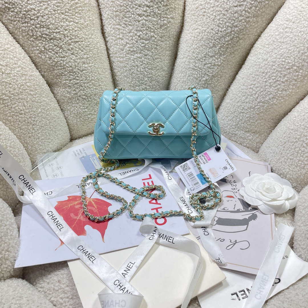 Chanel AP4592 25S Mini Flap Lake blue Lambskin gold - Default Title - View 1