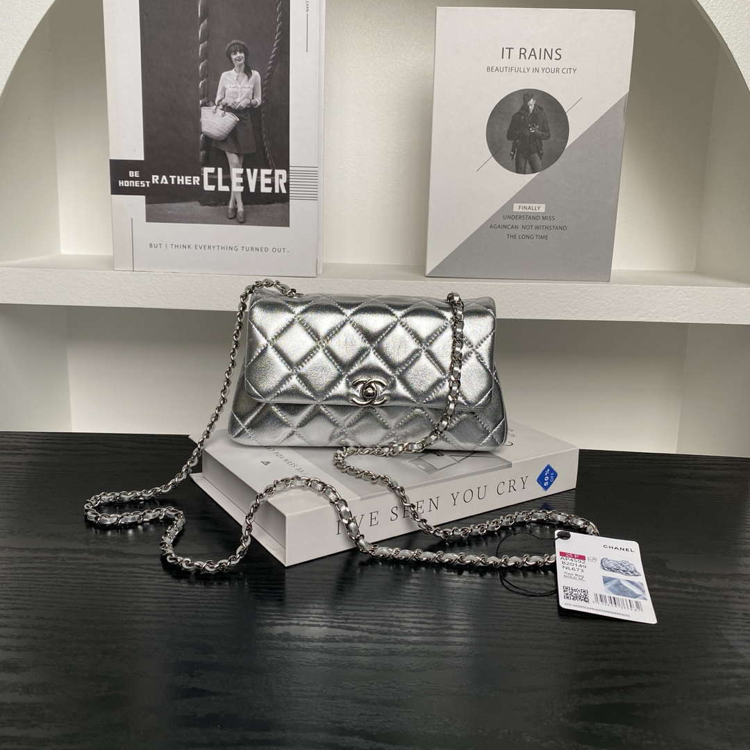 Chanel AP4592 25S Mini Flap Lambskind Silver - Default Title - View 1
