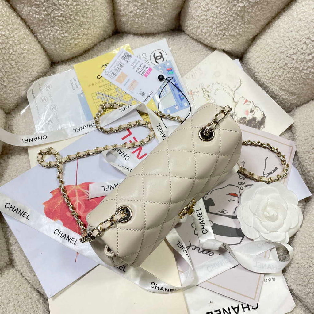 Chanel AP4592 25S Mini Flap White Lambskin gold