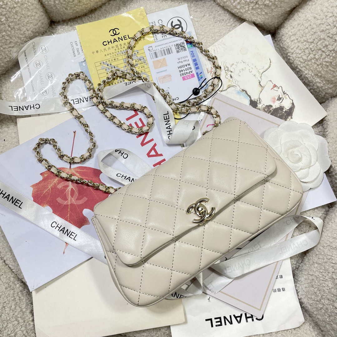 Chanel AP4592 25S Mini Flap White Lambskin gold - Default Title - View 6
